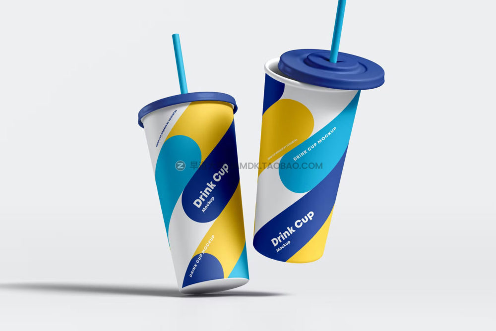 8款逼真一次性外卖吸管纸杯设计展示贴图psd样机模板 Drink Cup Mock-up_img_2