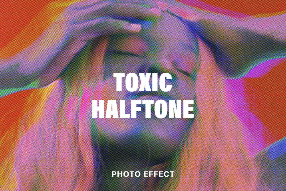 复古故障失真活版印刷半调照片修图特效ps滤镜样机模板 Toxic Halftone Effect_img_2