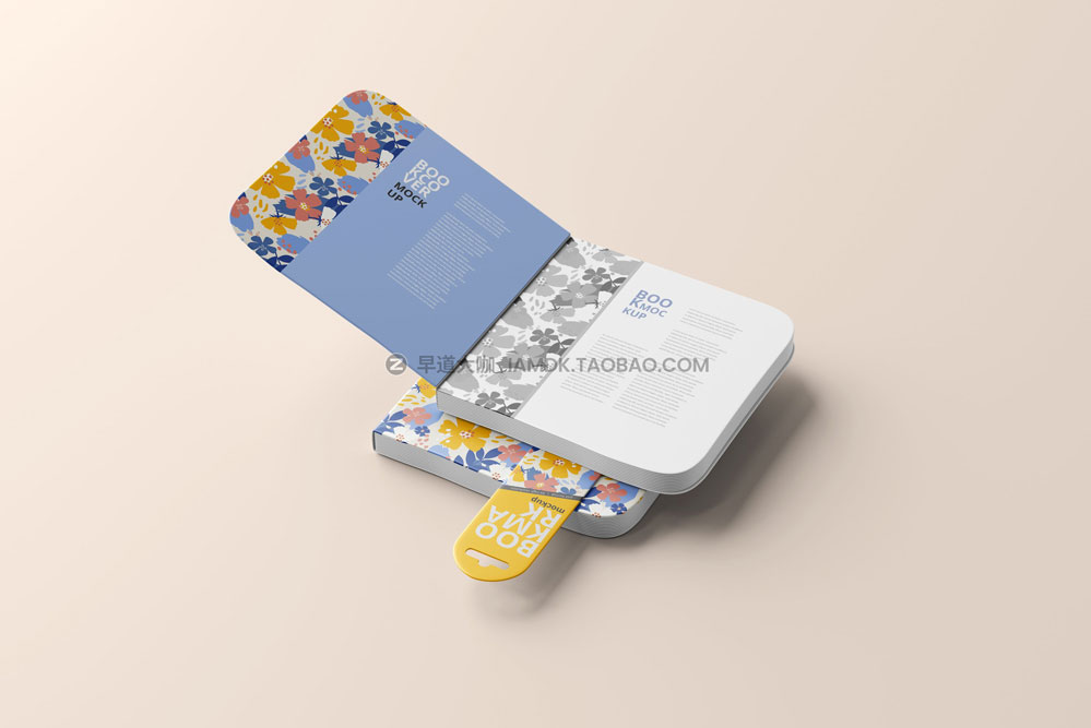 15款方形圆角带书签精装书籍画册设计展示贴图psd样机模板 Square Rounded Corner Book Mockup_img_2