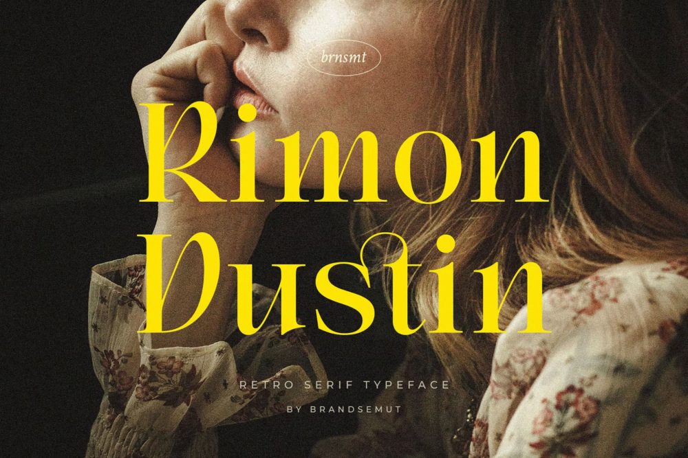 优雅复古杂志品牌徽标logo设计衬线英文字体 Rimon Dustin – Retro Serif Typeface_img_2