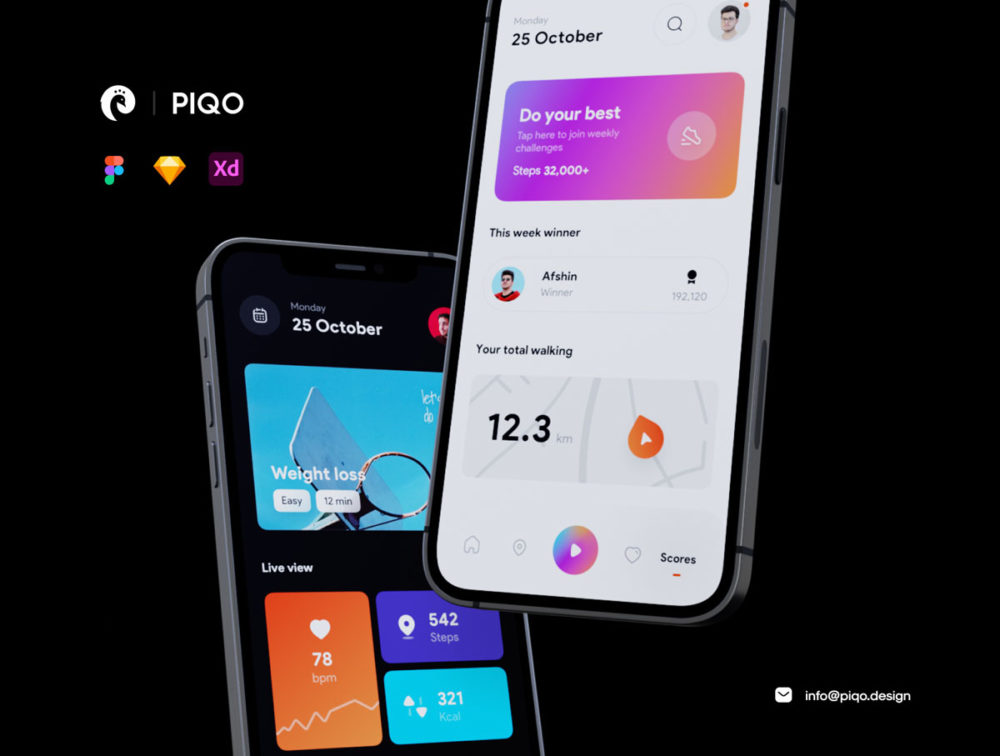 280个带有iOS 14小部件图形图标锻炼app设计ui套件素材包 Daility 2 UI Kit | 280+ Artboards (Sketch, Figma, Adobe XD)_img_2