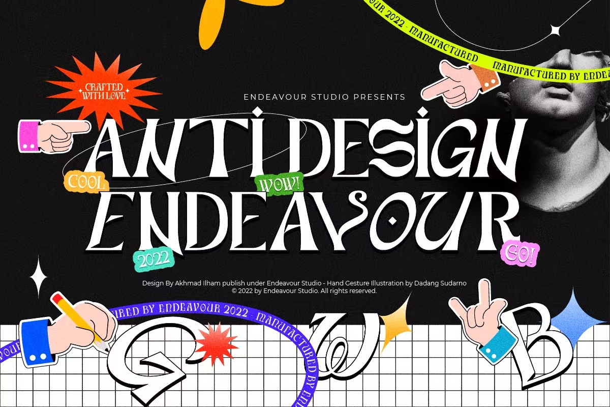 现代复古品牌杂志徽标logo设计衬线英文字体 Anti Design Endeavour Display_img_2