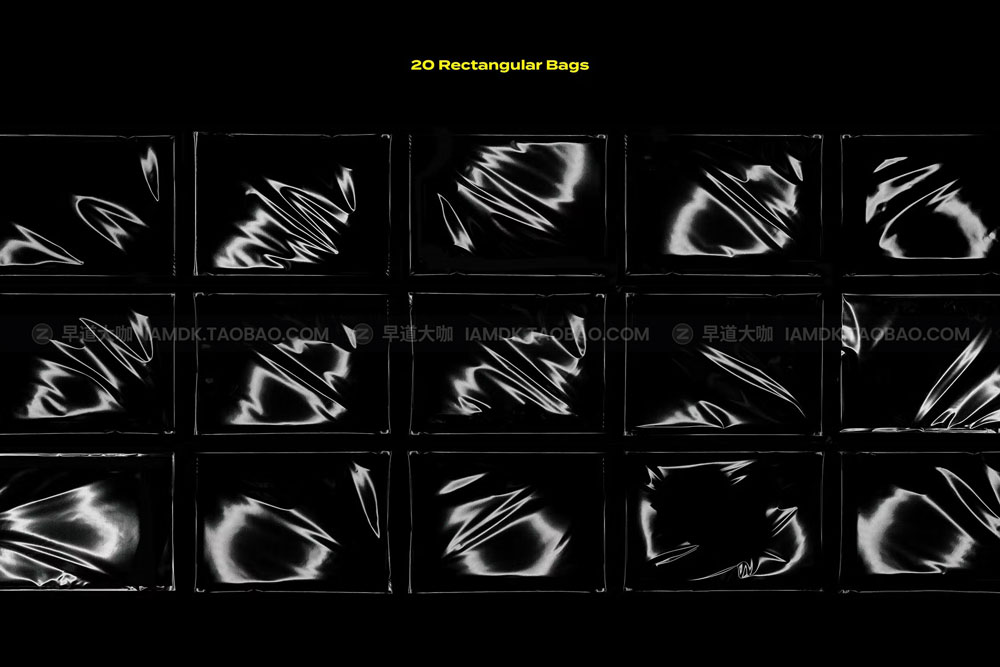 潮流褶皱透明塑料保鲜膜纹理底纹封面叠加背景图片设计素材 Rectangular Plastic Bags_img_2