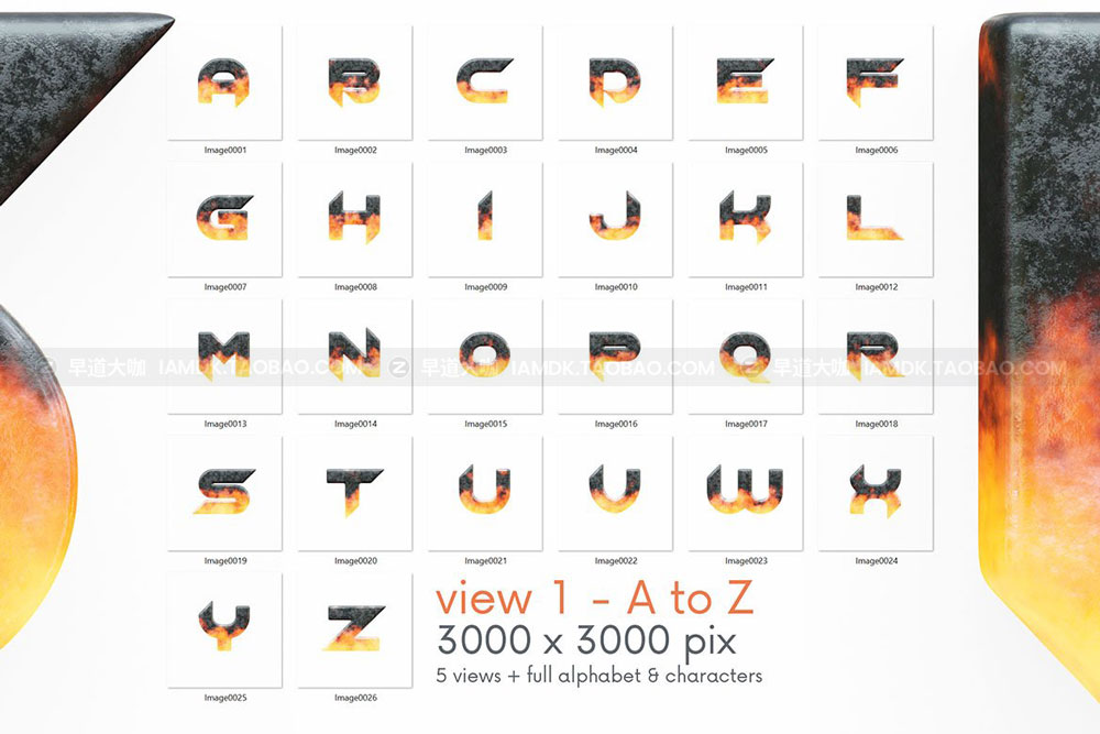 未来创意工业游戏火标题3D金属字母数字png免抠图设计素材 Metal & Fire - 3D Lettering_img_2