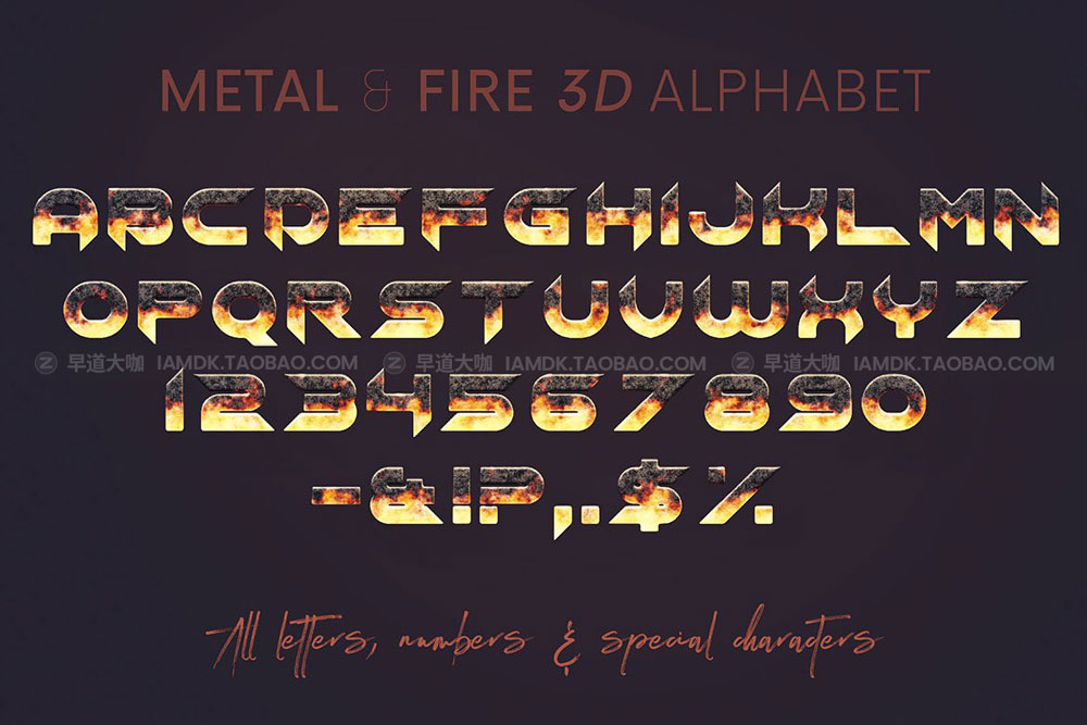 未来创意工业游戏火标题3D金属字母数字png免抠图设计素材 Metal & Fire - 3D Lettering_img_2