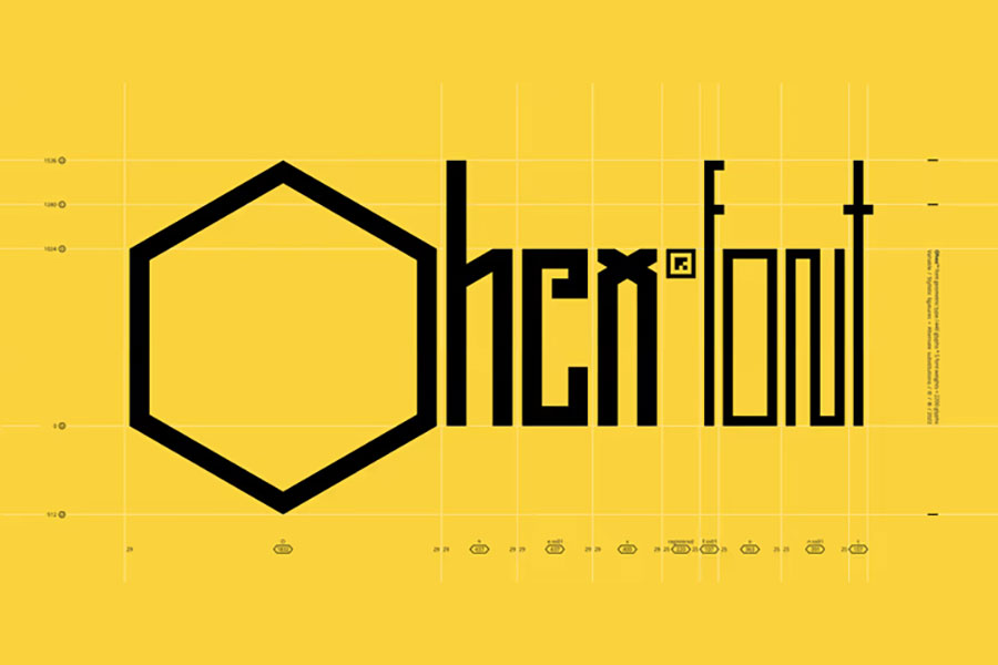 当代六边形蜂窝几何无衬线英文字体安装包 Ohex Font Family_img_2