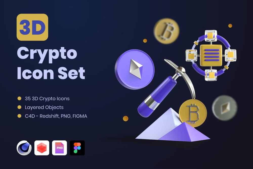 35高级质感3d加密货币图标icons图片设计素材 3D Crypto Icons_img_2