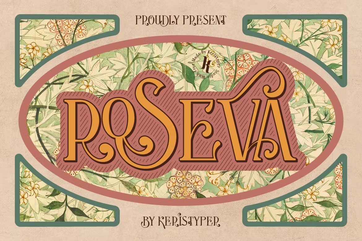 复古海报电影标题标志设计衬线英文字体 Roseva Font_img_2