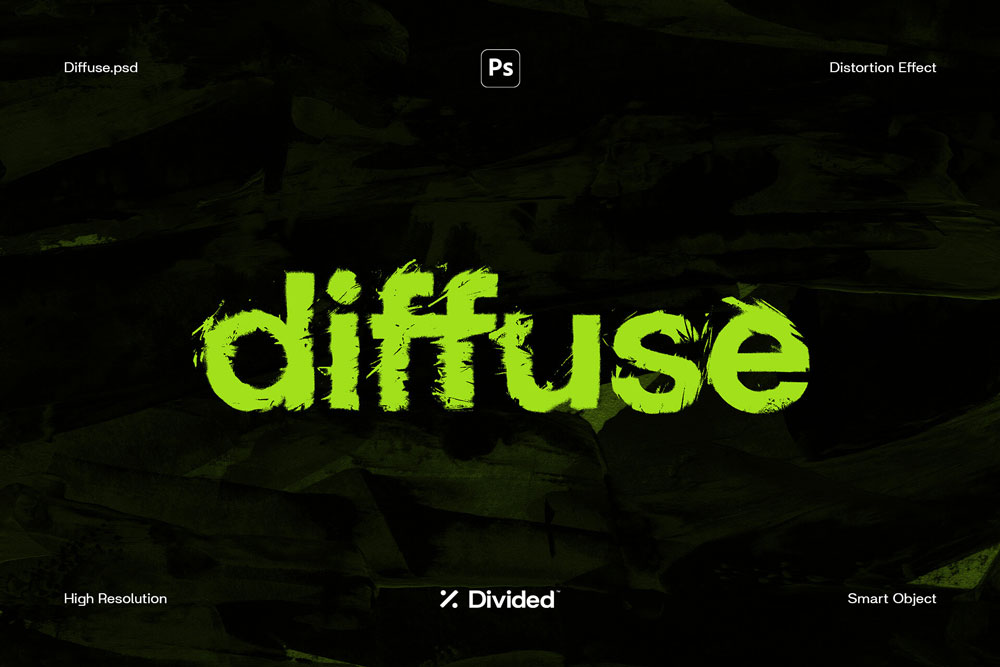 潮流故障扭曲毛刺失真效果文本标题展示特效ps滤镜样机模板 Divided.Co – Diffuse_img_2