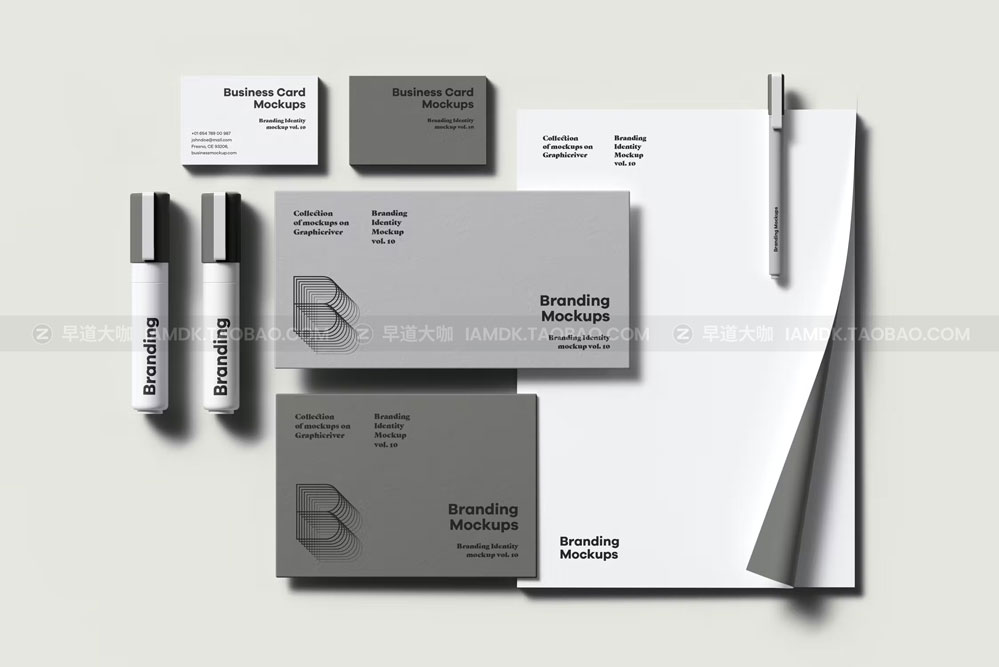 高级信封信纸名片文具品牌vi应用设计作品贴图ps样机模板 Branding Identity Mock-up 10_img_2