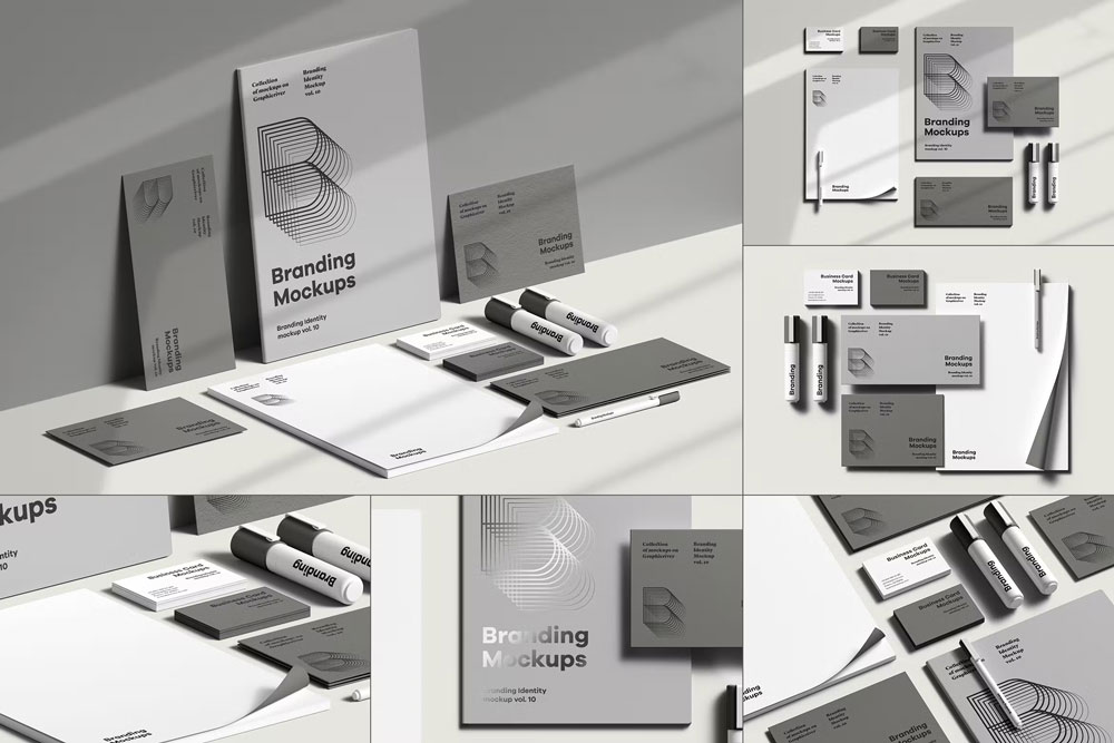 高级信封信纸名片文具品牌vi应用设计作品贴图ps样机模板 Branding Identity Mock-up 10_img_2