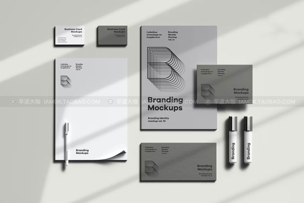 高级信封信纸名片文具品牌vi应用设计作品贴图ps样机模板 Branding Identity Mock-up 10_img_2