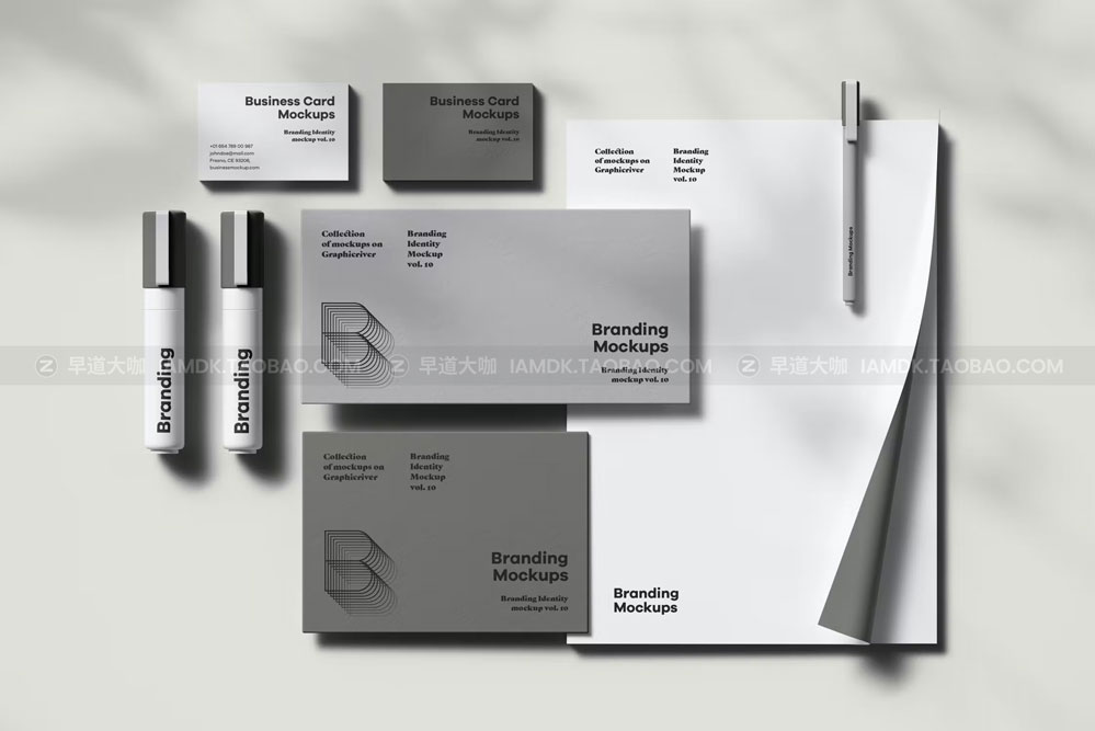 高级信封信纸名片文具品牌vi应用设计作品贴图ps样机模板 Branding Identity Mock-up 10_img_2
