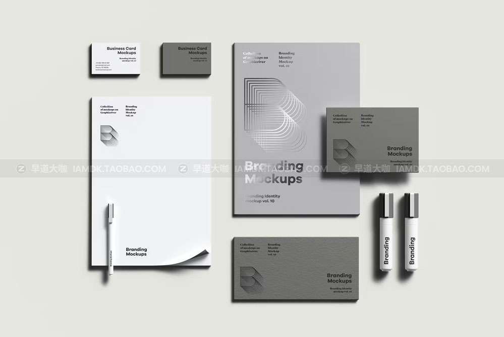 高级信封信纸名片文具品牌vi应用设计作品贴图ps样机模板 Branding Identity Mock-up 10_img_2
