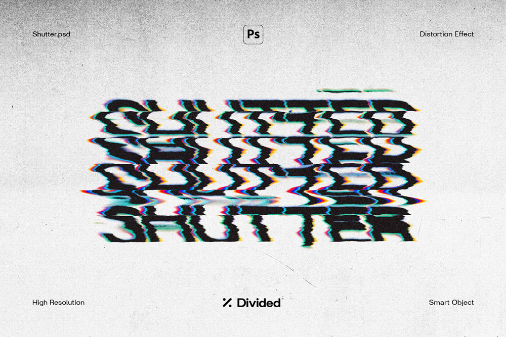 潮流故障扭曲失真毛刺效果文本标题logo处理特效ps滤镜样机模板 Divided.Co – Shutter_img_2