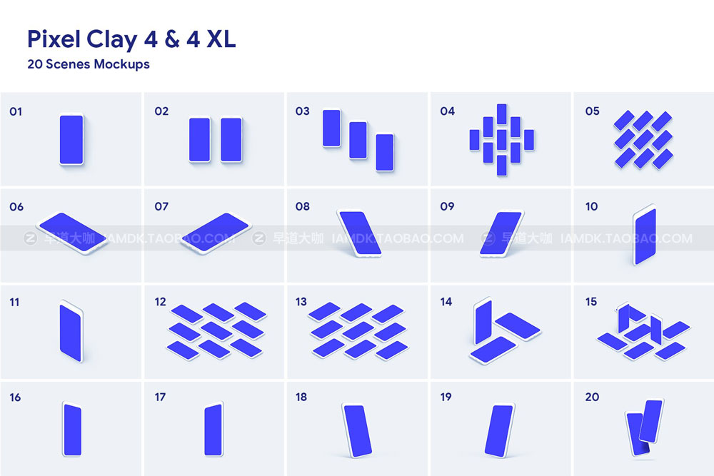 20款高级陶瓷谷歌手机Google Pixel 4屏幕演示样机模板素材 Google Pixel 4 - 20 Clay Mockups_img_2