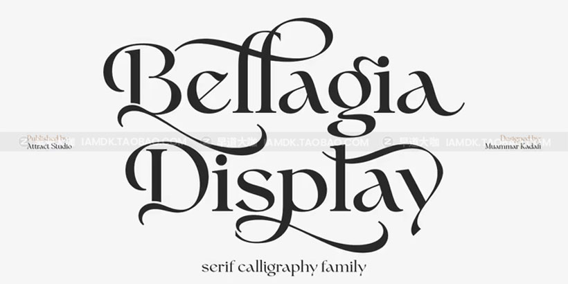 现代优雅海报杂志标题logo设计衬线英文字体安装包 Bellagia Display Font Family_img_2