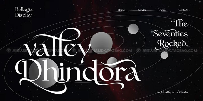 现代优雅海报杂志标题logo设计衬线英文字体安装包 Bellagia Display Font Family_img_2