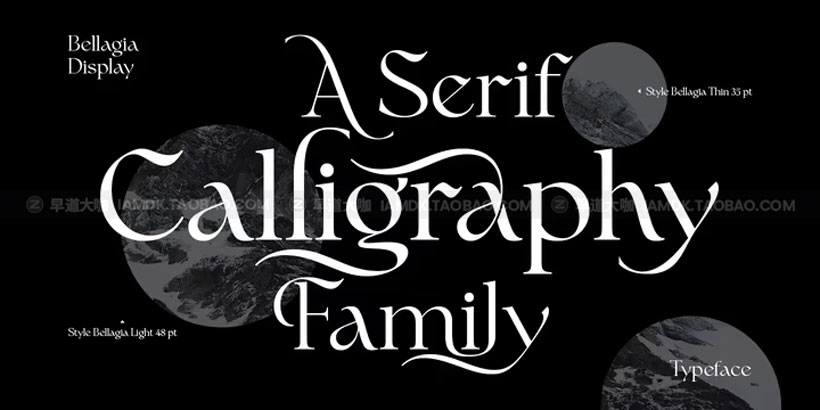 现代优雅海报杂志标题logo设计衬线英文字体安装包 Bellagia Display Font Family_img_2