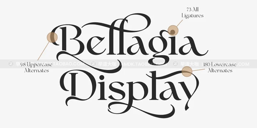 现代优雅海报杂志标题logo设计衬线英文字体安装包 Bellagia Display Font Family_img_2