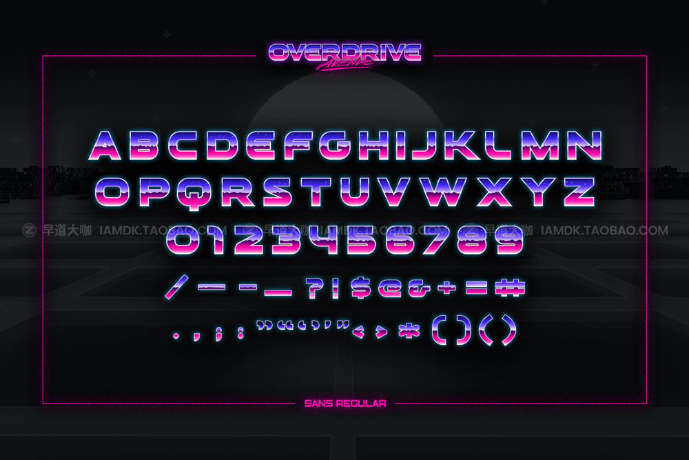 未来潮流复古科幻赛博朋克蒸汽波机能英文字体安装包 Overdrive Avenue – 2 in 1 Retro Wave Font_img_2