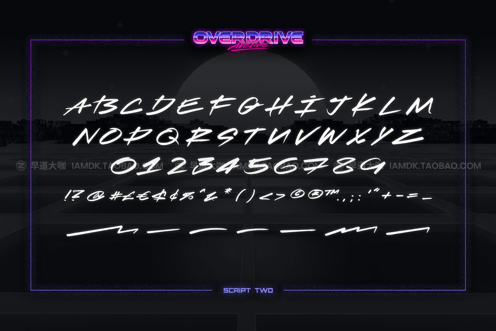 未来潮流复古科幻赛博朋克蒸汽波机能英文字体安装包 Overdrive Avenue – 2 in 1 Retro Wave Font_img_2