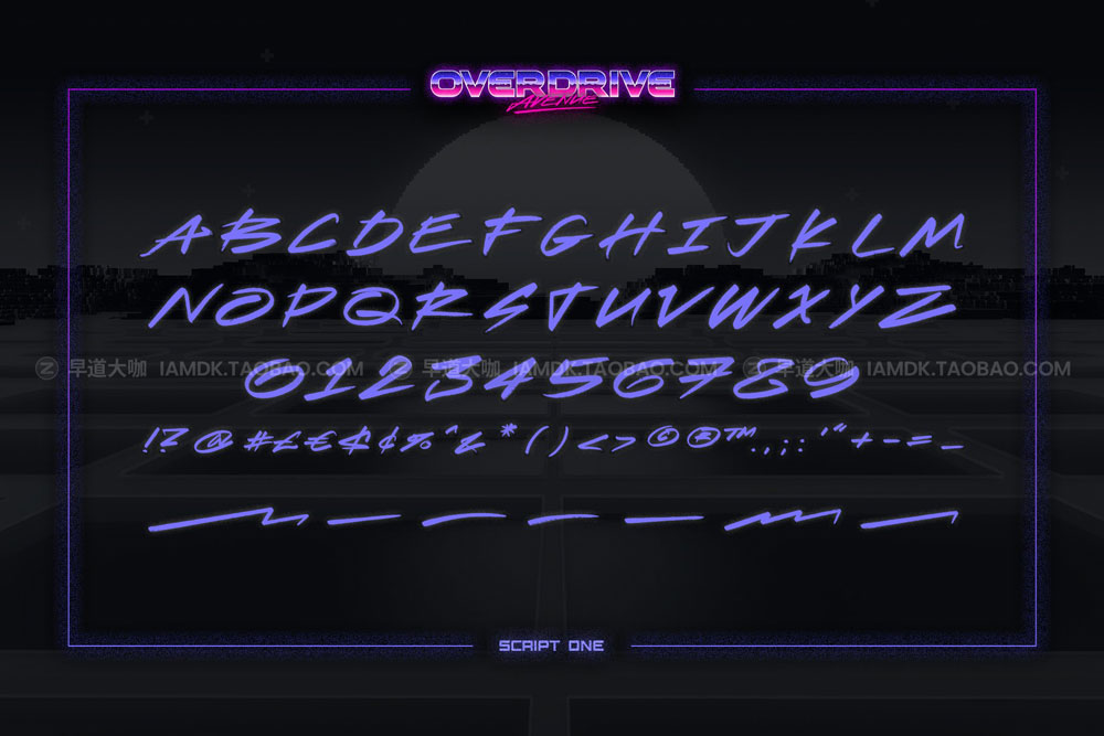 未来潮流复古科幻赛博朋克蒸汽波机能英文字体安装包 Overdrive Avenue – 2 in 1 Retro Wave Font_img_2