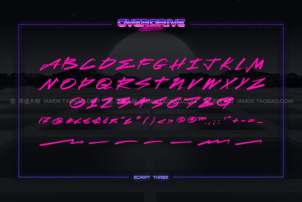 未来潮流复古科幻赛博朋克蒸汽波机能英文字体安装包 Overdrive Avenue – 2 in 1 Retro Wave Font_img_2