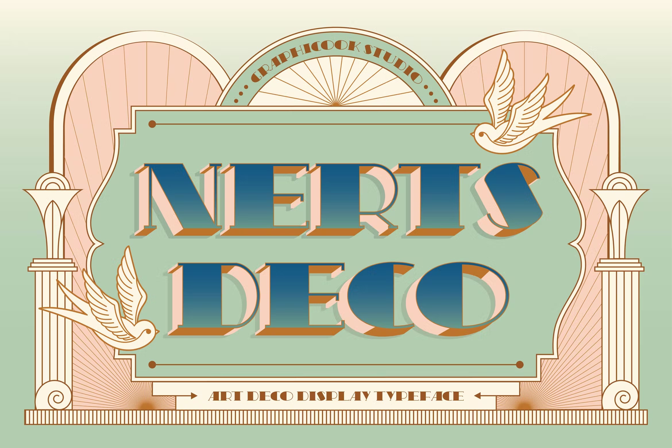 时尚复古杂志包装标题设计衬线英文字体 Nerts Deco Artdeco Display Typeface_img_2