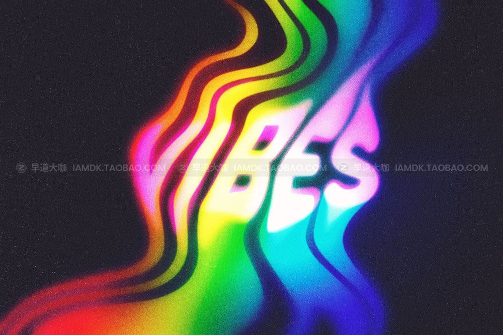 潮流扭曲流体多彩抽象艺术文本logo展示特效psd样机模版 Liquid Rainbow Text Effect_img_2