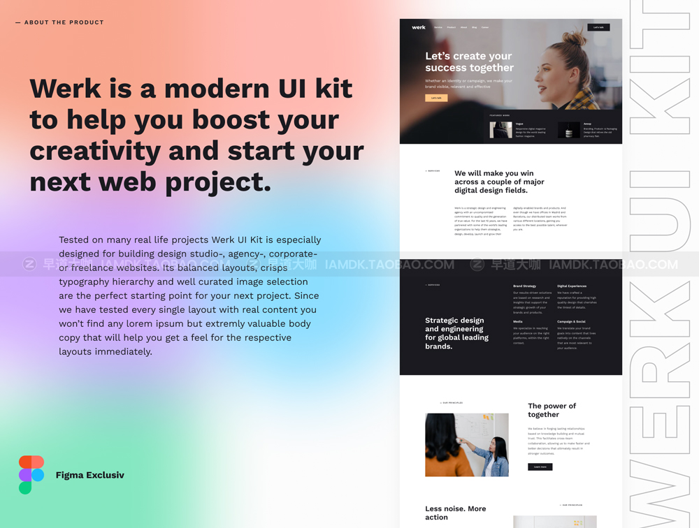 现代设计工作室网站界面设计web ui套件素材 Werk UI Kit - 110 modern website layouts_img_2