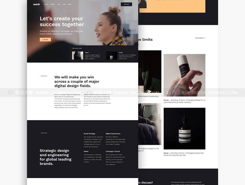 现代设计工作室网站界面设计web ui套件素材 Werk UI Kit - 110 modern website layouts_img_2