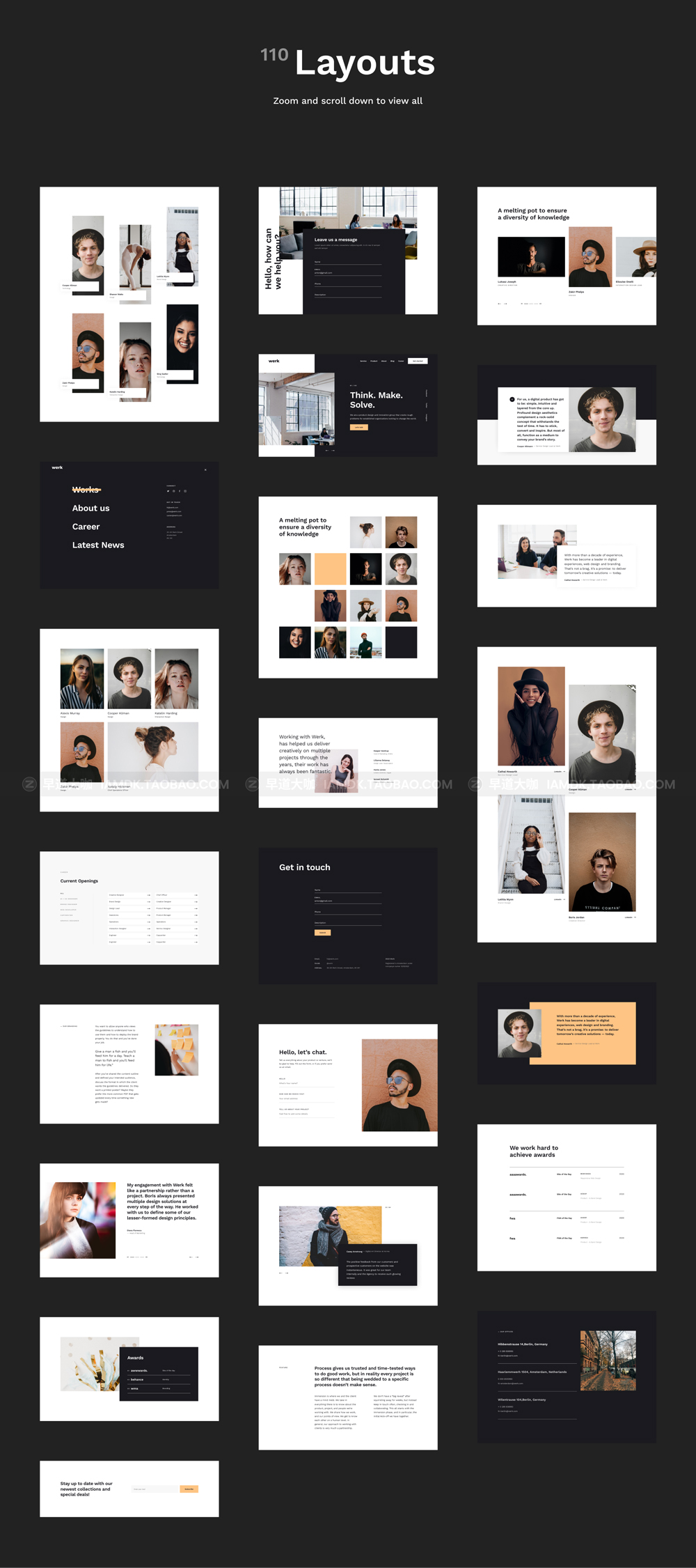 现代设计工作室网站界面设计web ui套件素材 Werk UI Kit - 110 modern website layouts_img_2