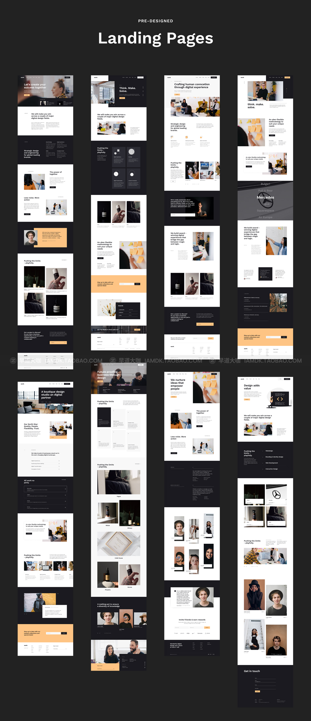 现代设计工作室网站界面设计web ui套件素材 Werk UI Kit - 110 modern website layouts_img_2