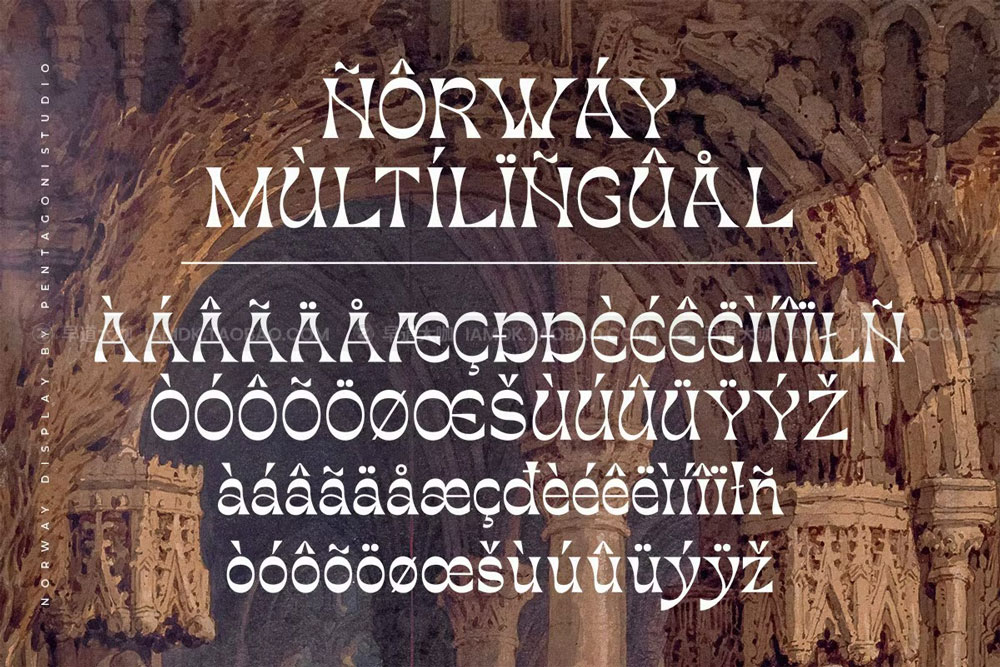 现代复古杂志海报徽标logo设计衬线英文字体 Norway  Authentic Display Typeface_img_2