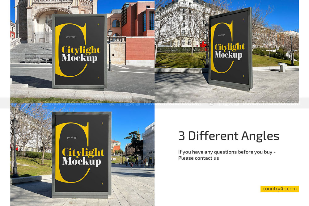 城市街头立地灯箱广告牌海报设计展示效果psd样机模板 Citylight Outdoor Advertising Mockup_img_2