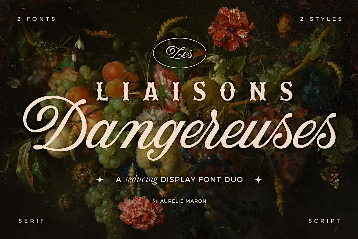 优雅复古杂志海报标题设计衬线英文字体 Les Liaisons Dangereuses Font Duo_img_2