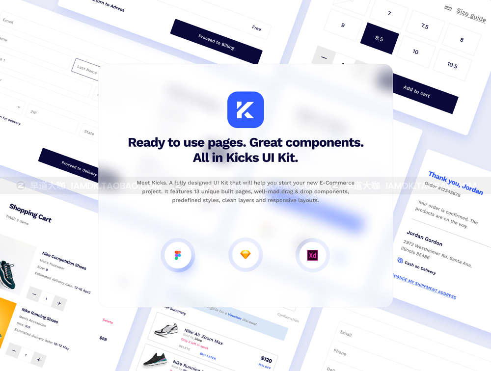 响应式H5电商app界面设计自适应web用户界面设计模板下载 Kicks E-Commerce UI Kit_img_2