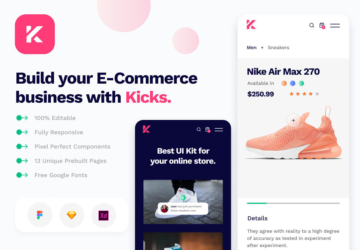 响应式H5电商app界面设计自适应web用户界面设计模板下载 Kicks E-Commerce UI Kit_img_3