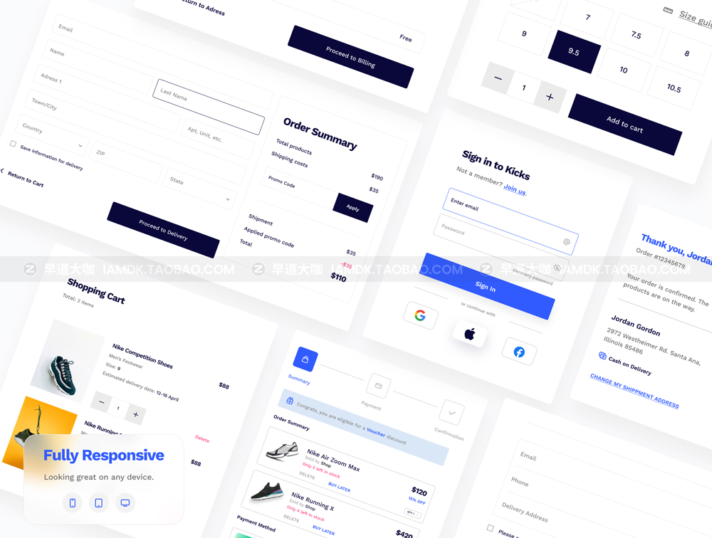 响应式H5电商app界面设计自适应web用户界面设计模板下载 Kicks E-Commerce UI Kit_img_2