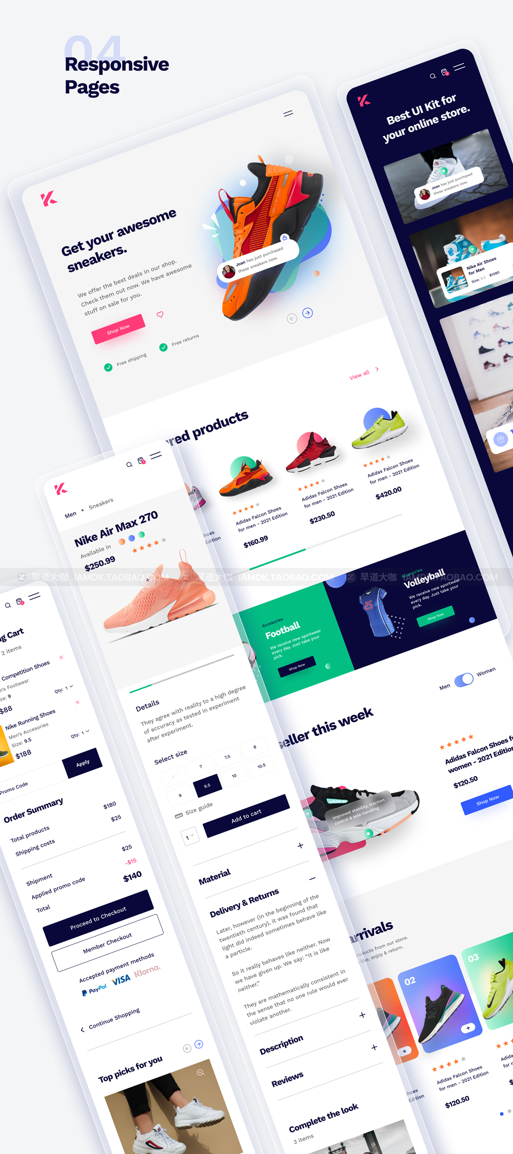 响应式H5电商app界面设计自适应web用户界面设计模板下载 Kicks E-Commerce UI Kit_img_2