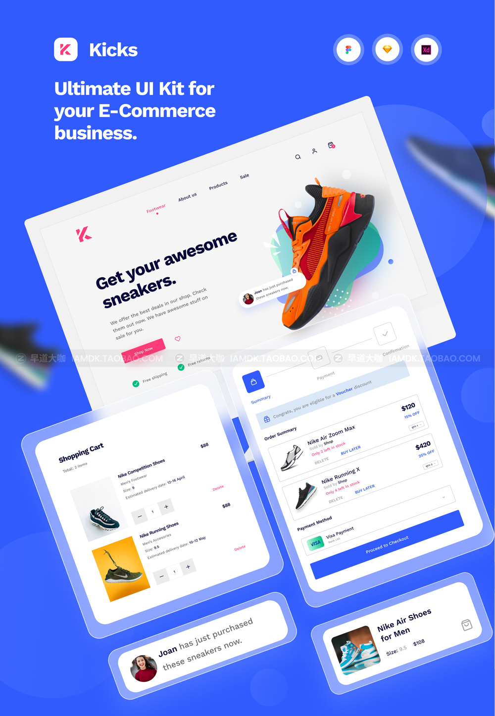 响应式H5电商app界面设计自适应web用户界面设计模板下载 Kicks E-Commerce UI Kit_img_2