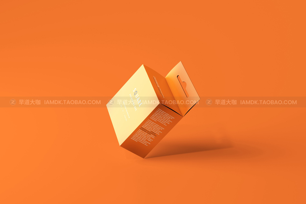 时尚挂耳式方形包装纸盒设计展示贴图psd样机模版 Mockups of Square Packaging Box With Hang Tab_img_2