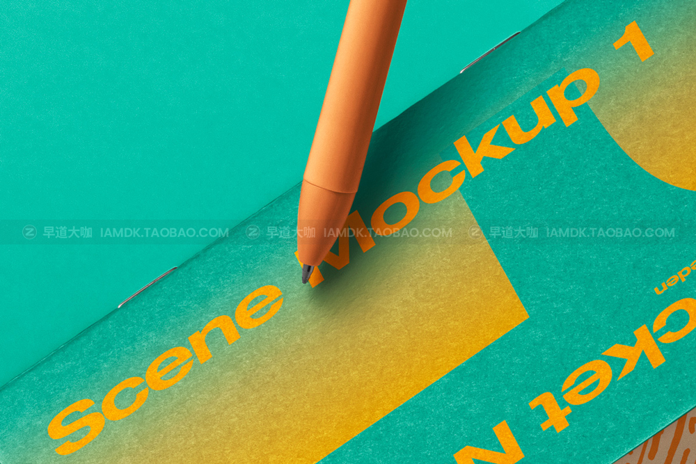 时尚悬浮办公笔记本文具贴图样机psd模版素材 Notebook Set Psd Scene Mockup_img_2