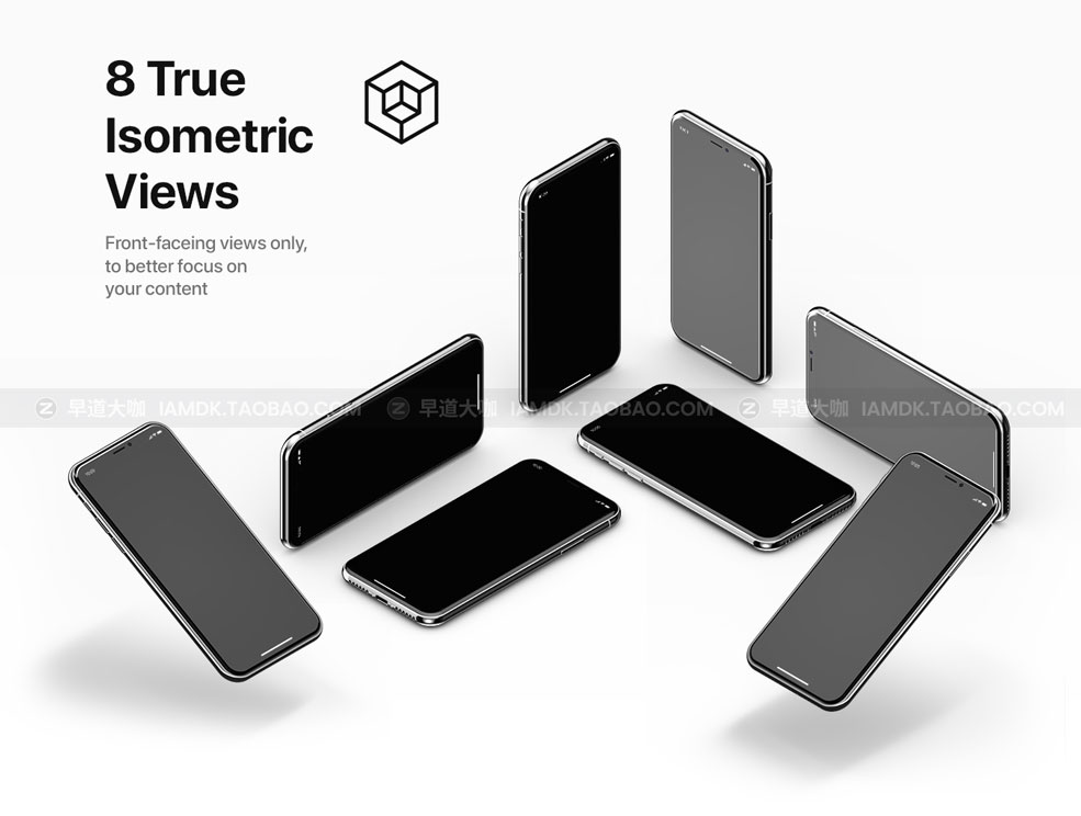 等距APP界面设计iPhone XS智能手机屏幕演示样机模板 iPhone XS Isometric Mockup Kit_img_2