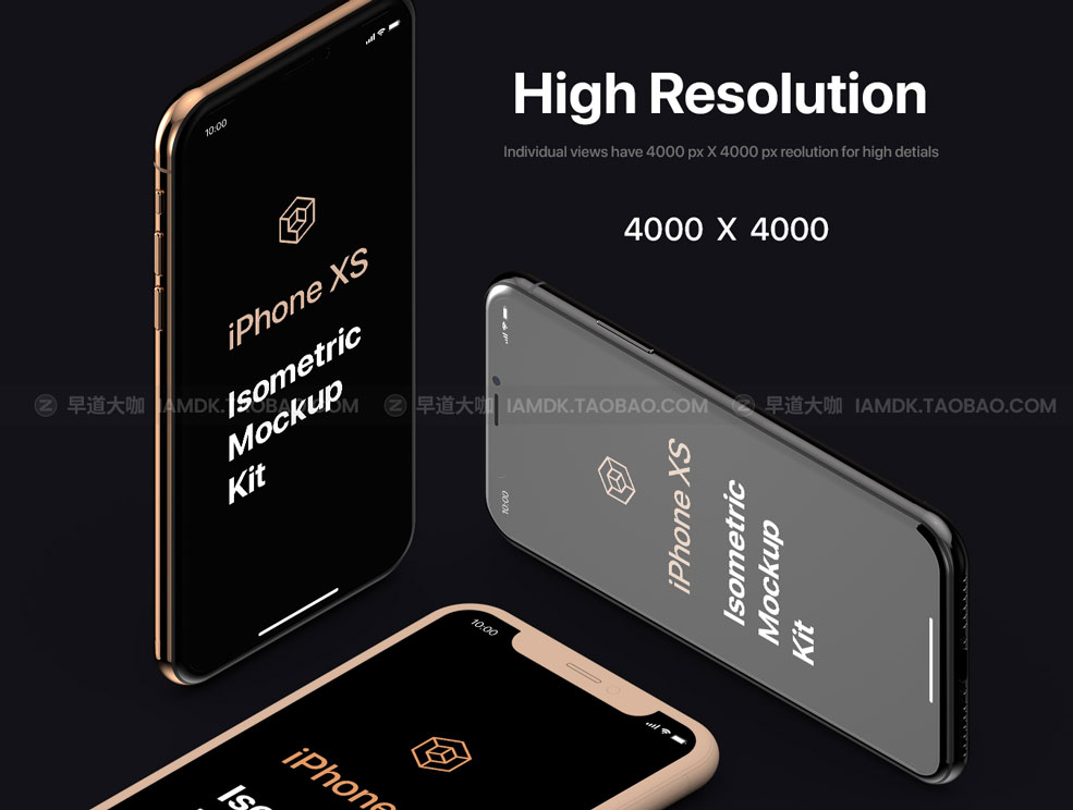 等距APP界面设计iPhone XS智能手机屏幕演示样机模板 iPhone XS Isometric Mockup Kit_img_2