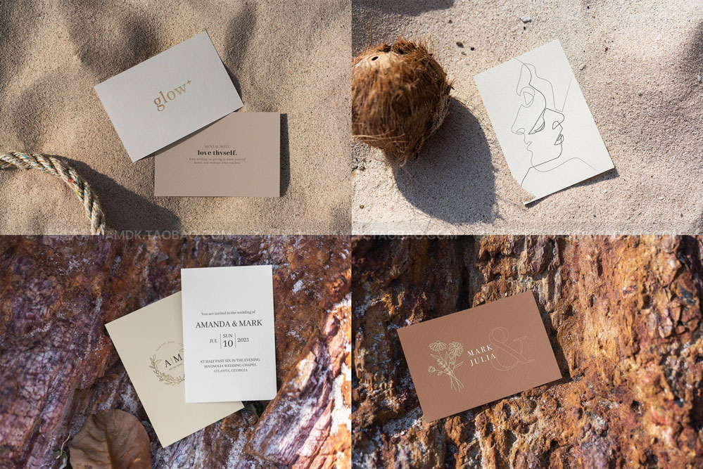 25款时尚单页请柬贺卡明星片设计作品贴图ps样机模版素材 Flyer/Postcard Tropical Mockups_img_2