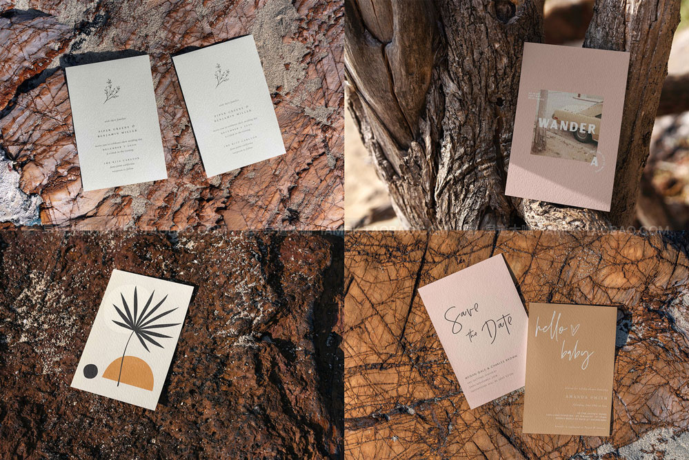 25款时尚单页请柬贺卡明星片设计作品贴图ps样机模版素材 Flyer/Postcard Tropical Mockups_img_2