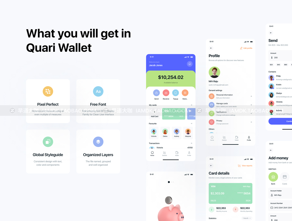 高级移动钱包财务应用程序app界面设计ui套件素材 Quari Wallet App UI Kit_img_2