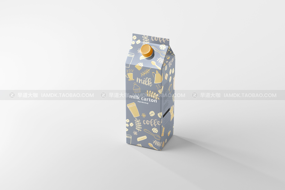 逼真牛奶果汁饮料纸盒外观设计展示贴图psd样机模版 Milk Carton Box Mockups_img_2